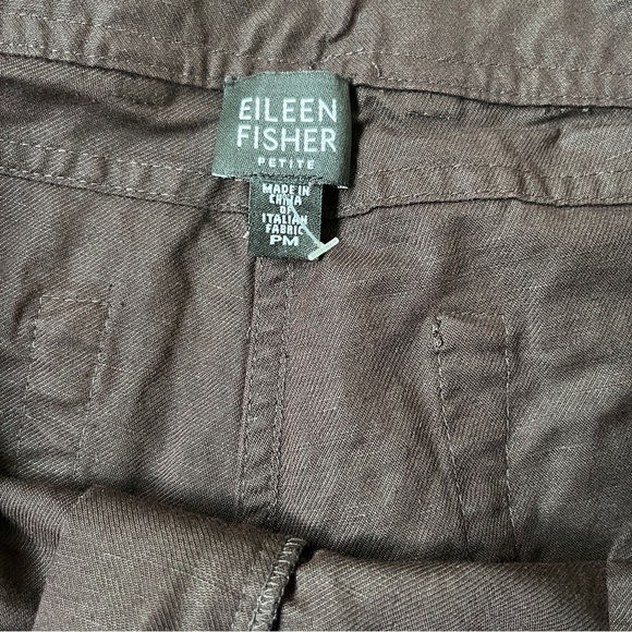 NWOT Eileen Fisher Linen/Cotton Blend Dark Brown Pants Straight Leg Sz PM *Z21 - Picture 3 of 4